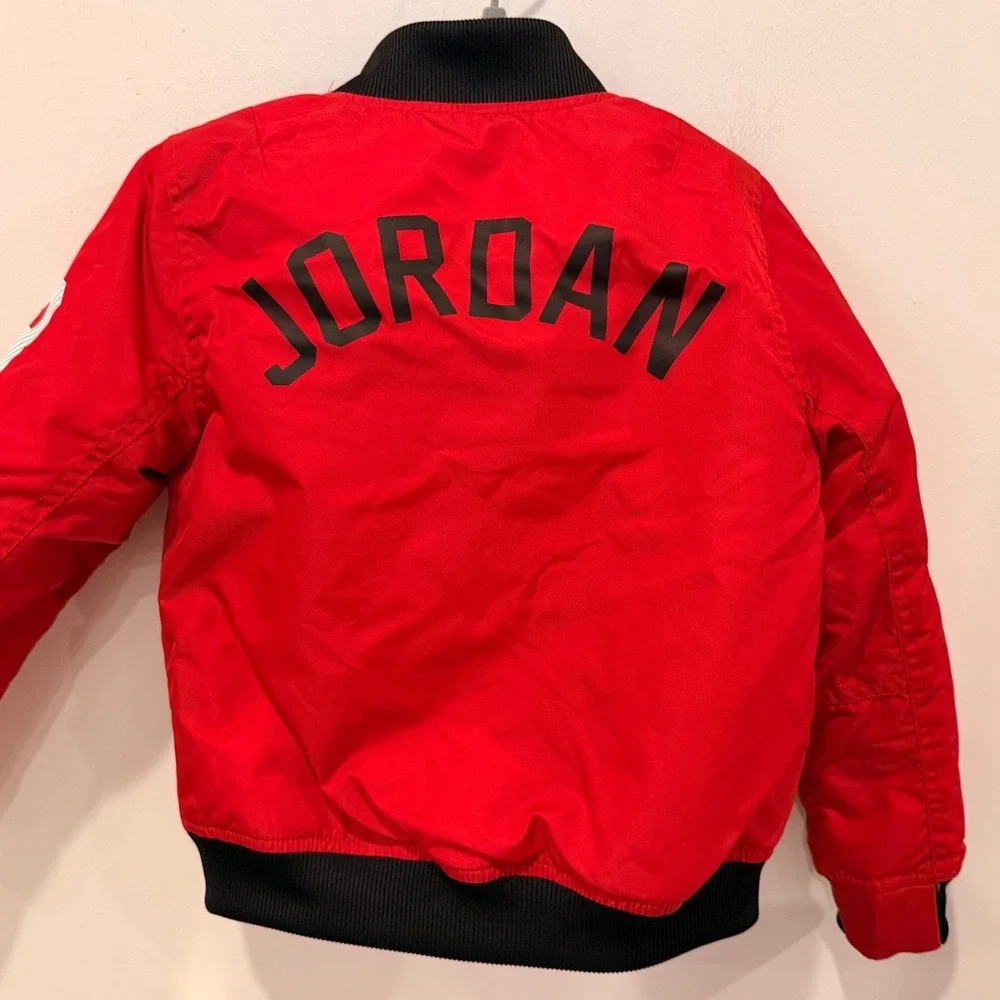 Jordan Boys Red Bomber Jacket Jumpman 23 Graphic Full Zip Coat 4T